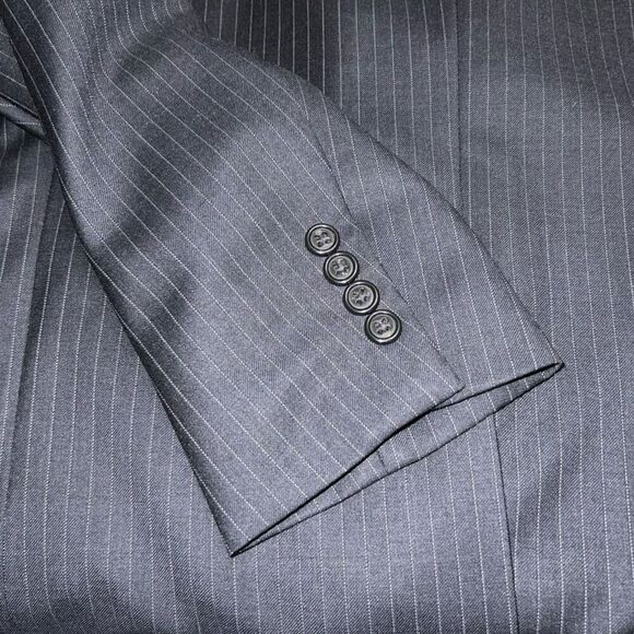 Hart Schaffner Marx For Nordstrom Men’s Size 42 R 2 Button Navy Blue Stripe - Picture 7 of 10